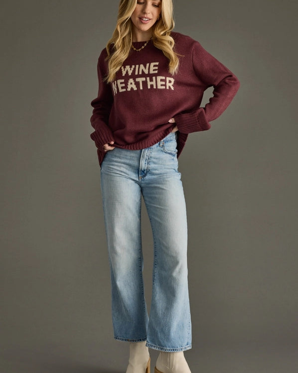 WINE WEATHER KNIT SWEATER - BURGUNDY