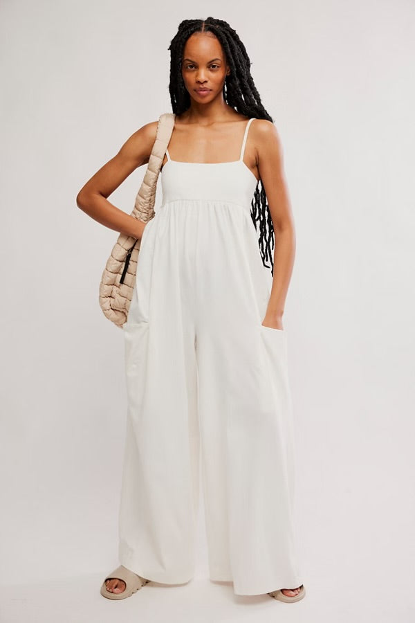 FREE PEOPLE HOT SHOT STRAPPY ONESIE - IVORY