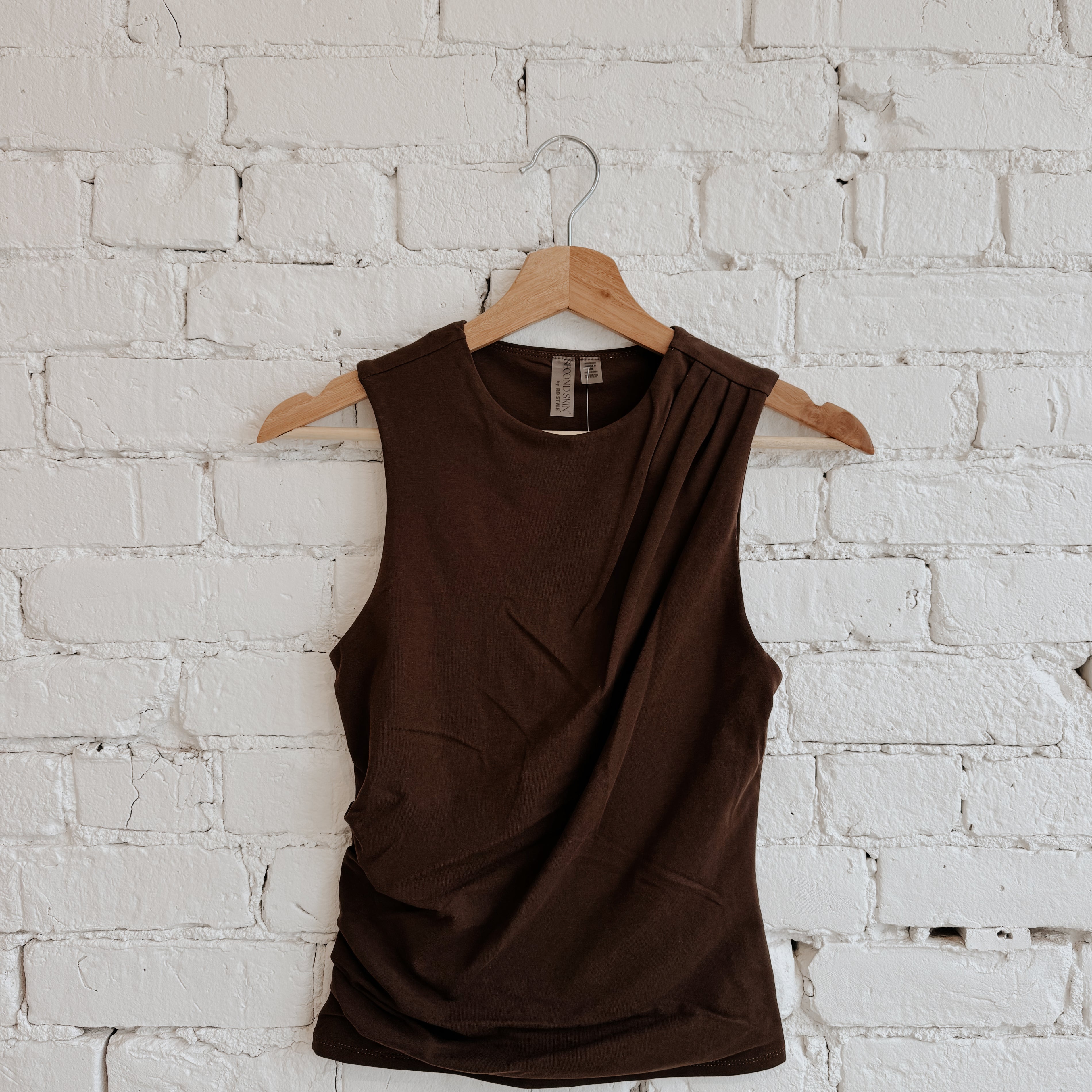 COTTON CORE RURI DRAPED TANK - MOCHA