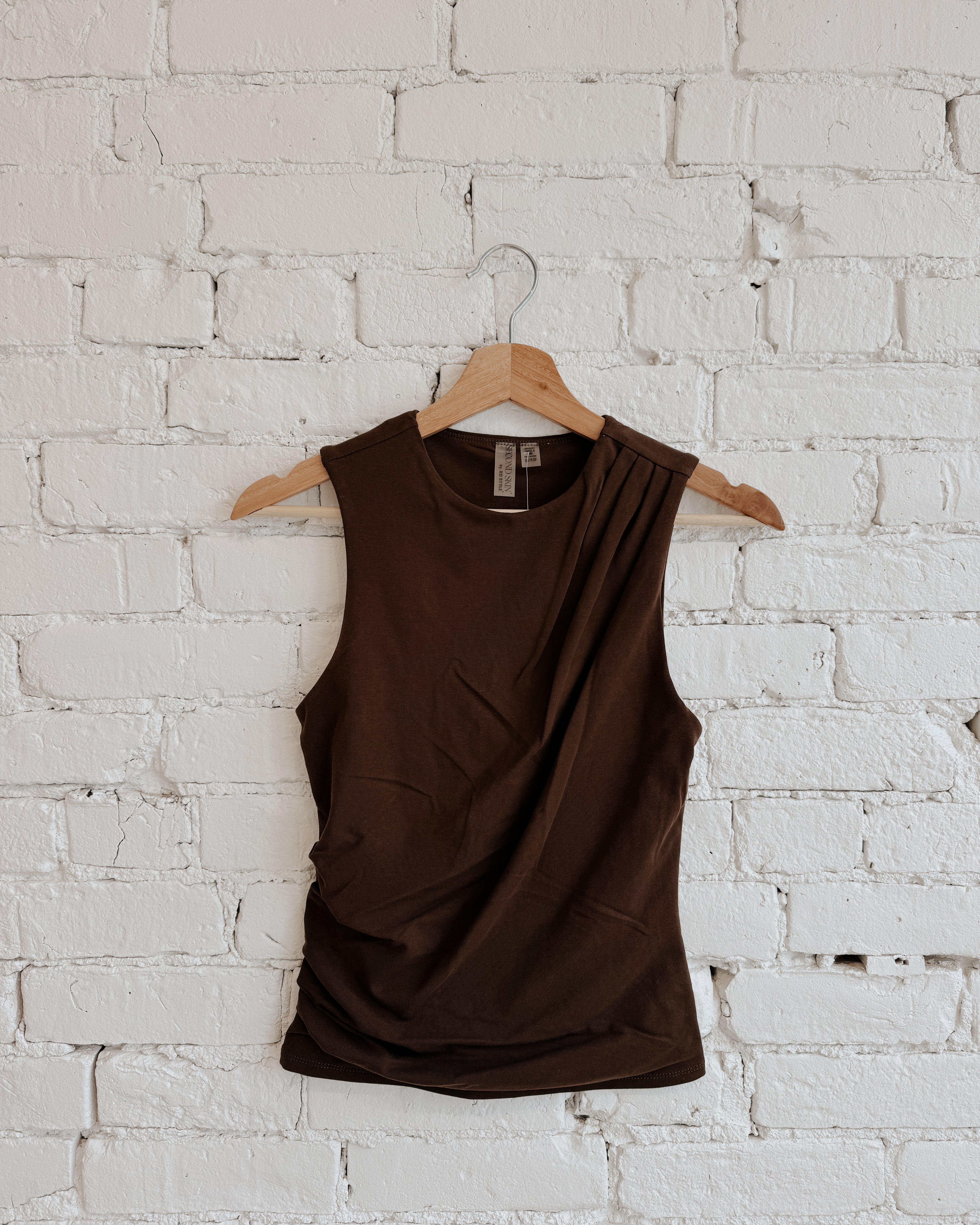 COTTON CORE RURI DRAPED TANK - MOCHA