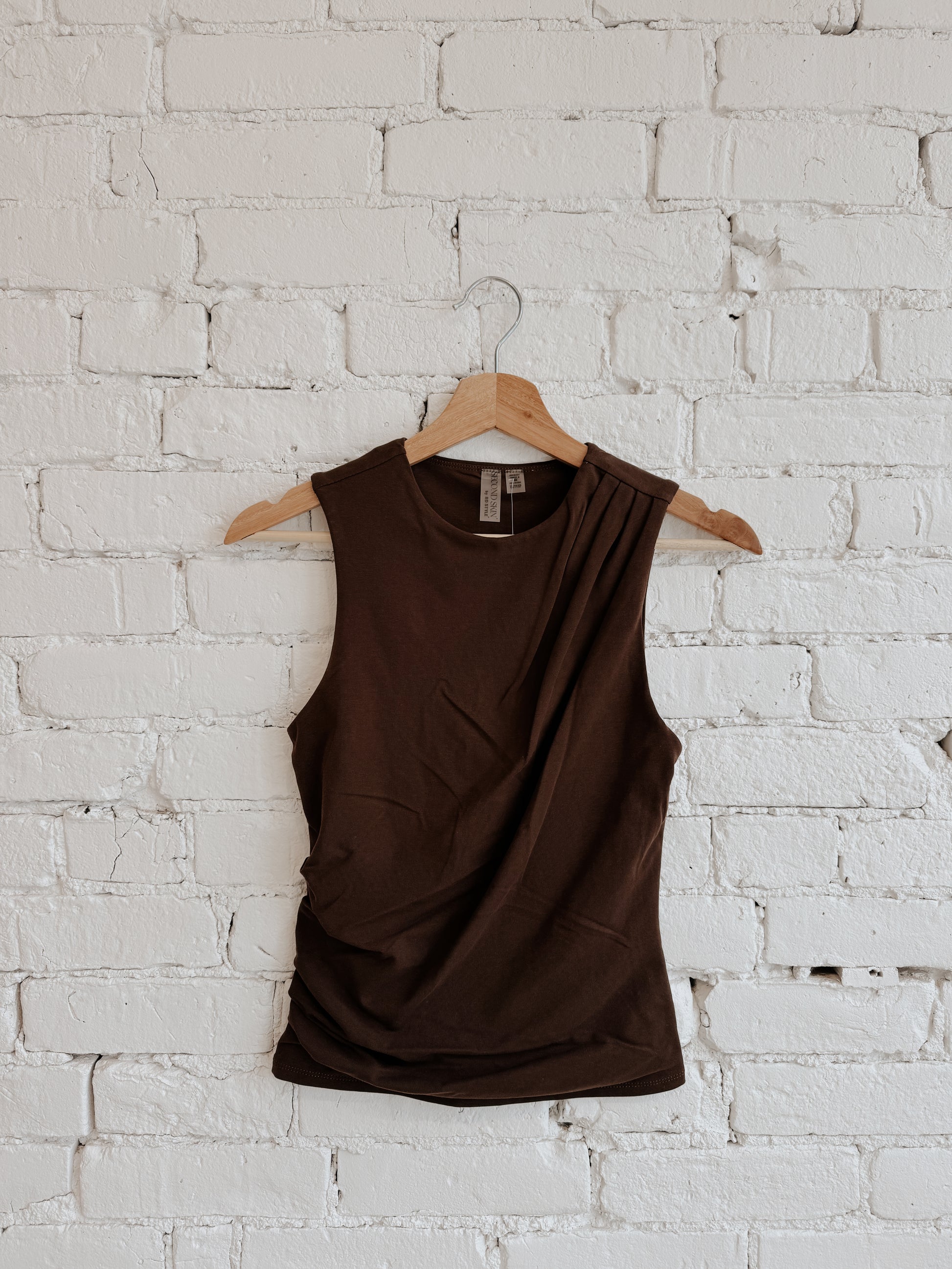 COTTON CORE RURI DRAPED TANK - MOCHA