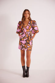 LORNA BELTED DRESS - ABSTRACT