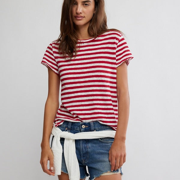 FREE PEOPLE NORA TEE - RED COMBO