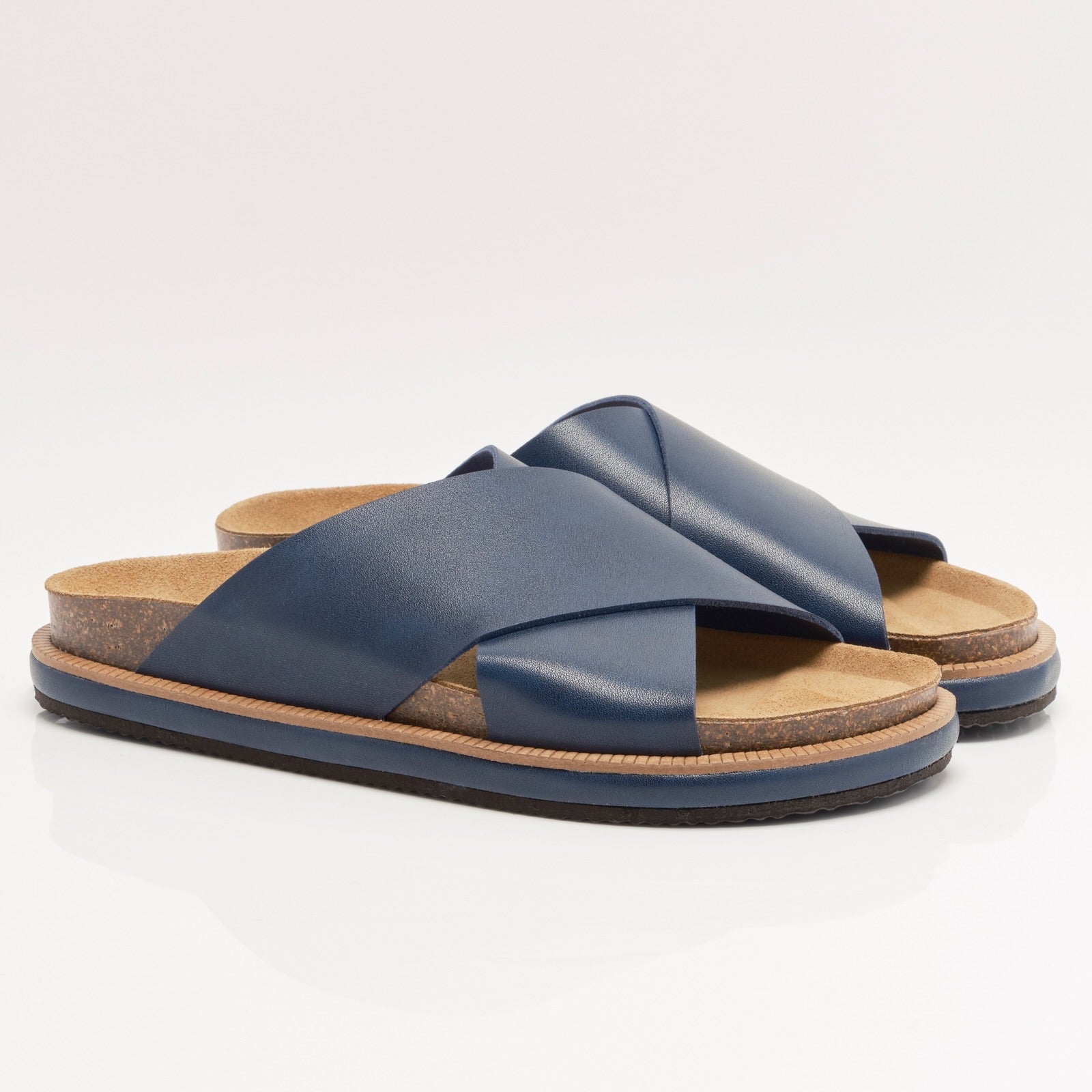 FREE PEOPLE SIDELINES FOOTBED SLIDE - NAVY