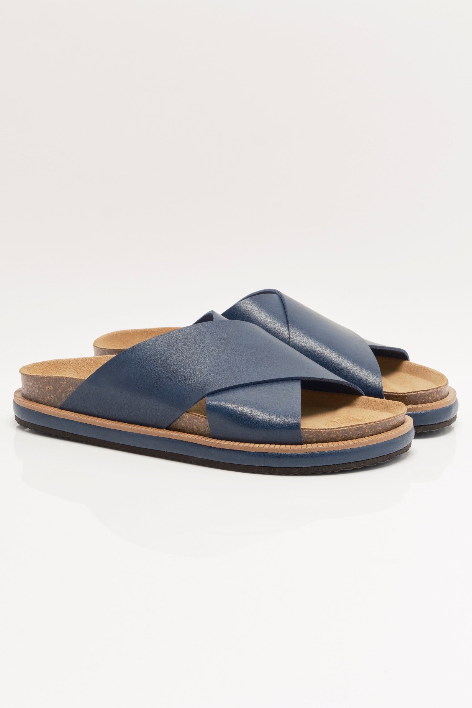 FREE PEOPLE SIDELINES FOOTBED SLIDE - NAVY