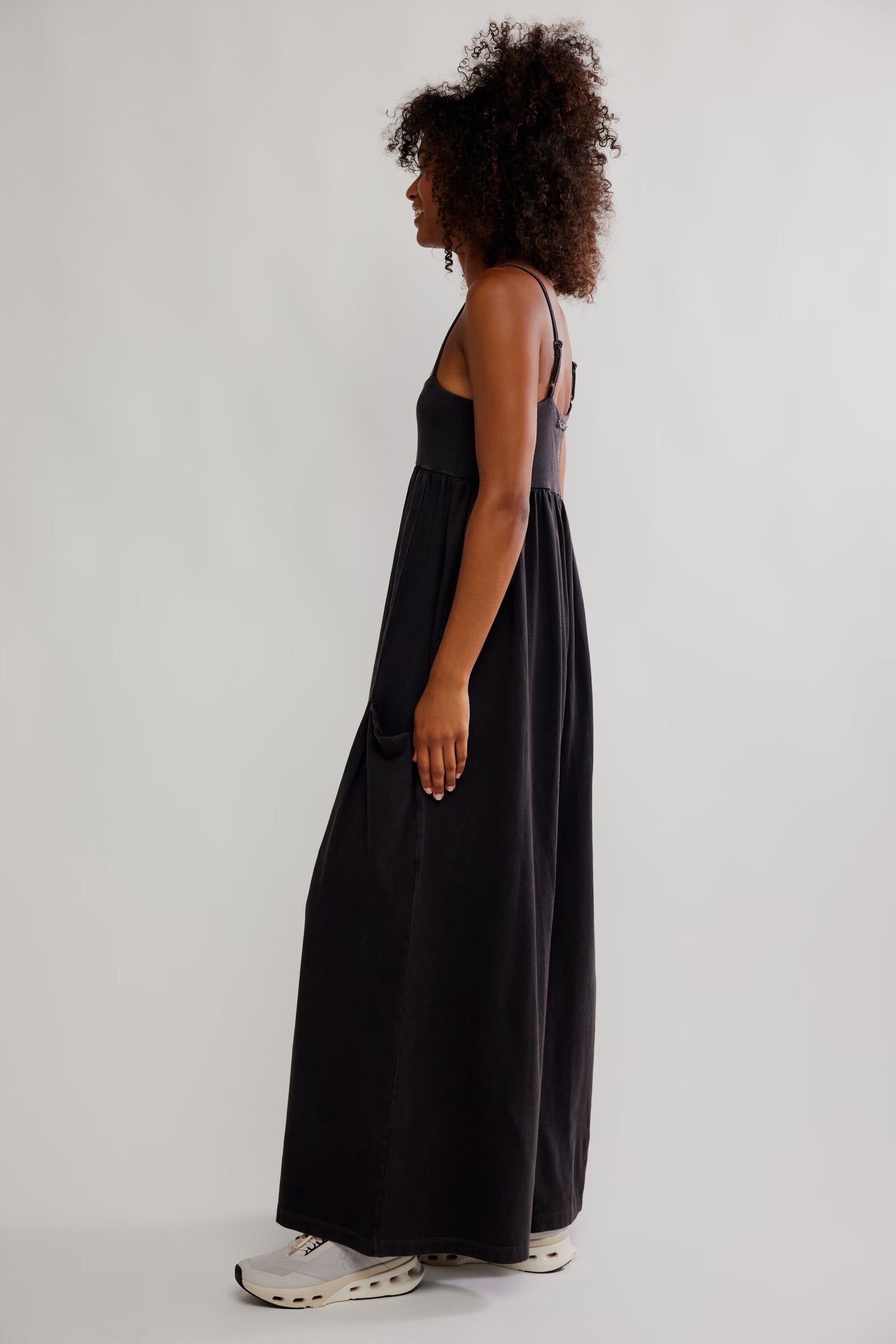 FREE PEOPLE HOT SHOT STRAPPY ONESIE - BLACK