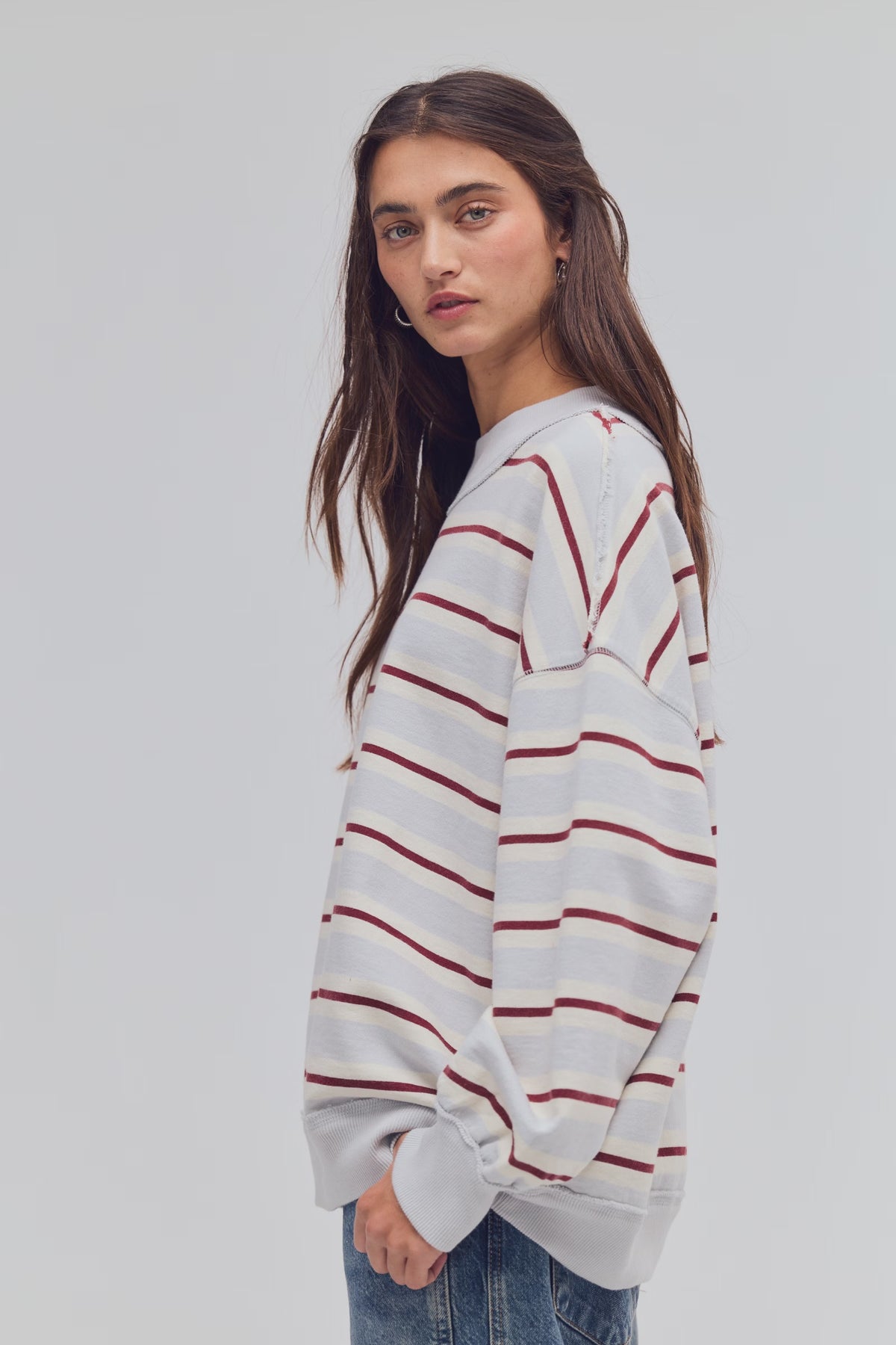 FREE PEOPLE PALM SPRING TURTLE PULLOVER - WASHED BLUE COMBO