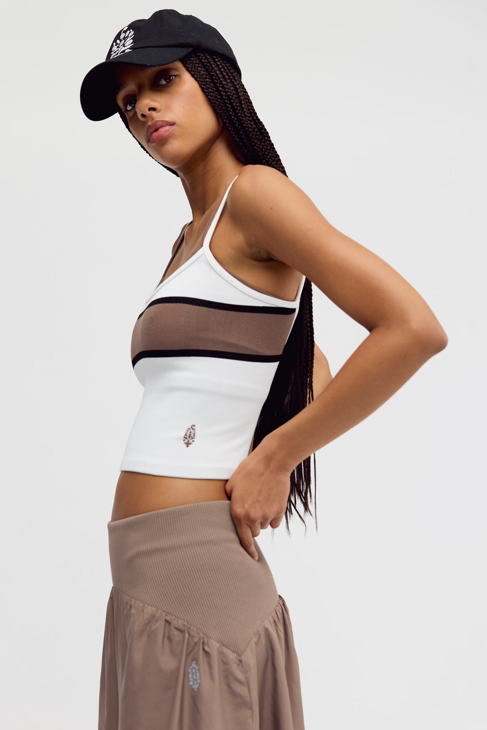 FREE PEOPLE ALL CLEAR COASTLINE CAMI - IVORY COMBO