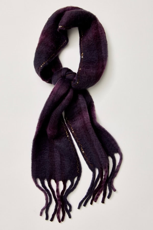 FREE PEOPLE HIGHLAND SKINNY SCARF - BERRY COMBO