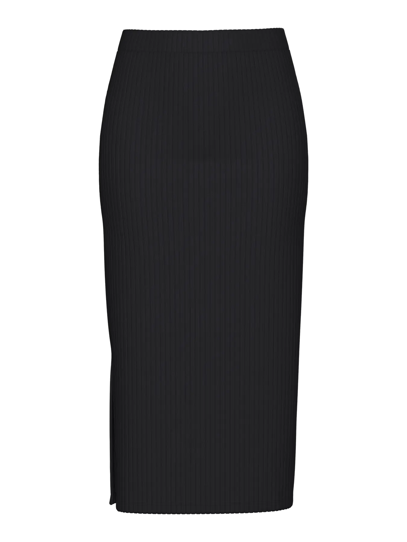 PIECES KYLIE RIBBED MIDI SKIRT - BLACK