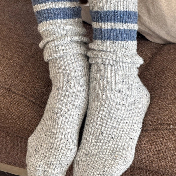 LE BON SHOPPE SOCKS VARSITY SNOW SOCKS - GREY / BLUE