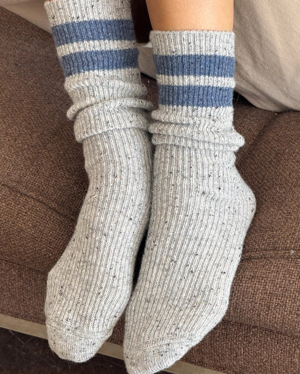 LE BON SHOPPE SOCKS VARSITY SNOW SOCKS - GREY / BLUE