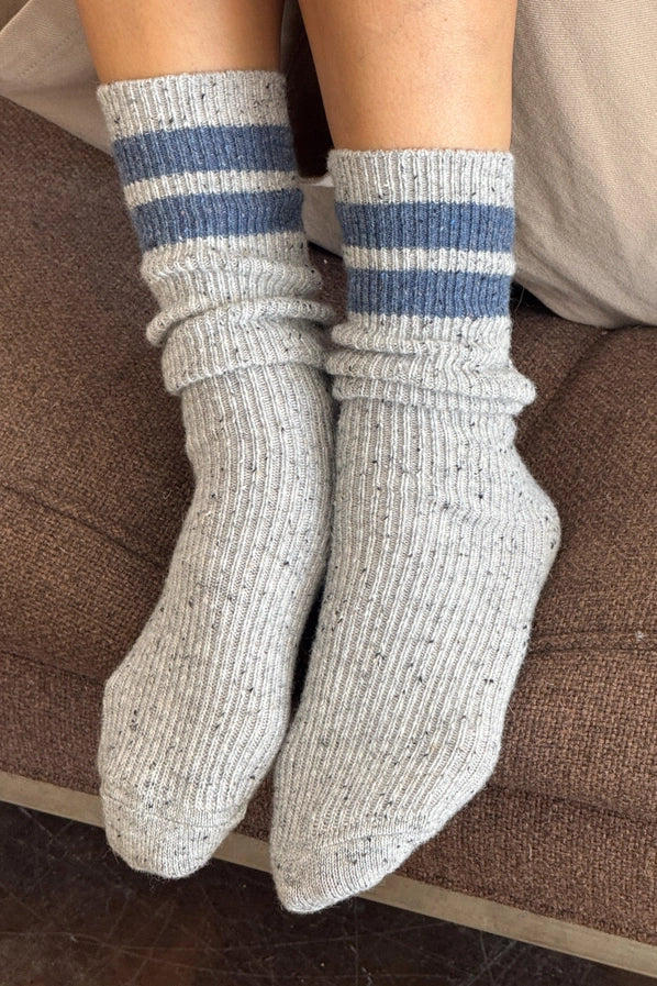 LE BON SHOPPE SOCKS VARSITY SNOW SOCKS - GREY / BLUE