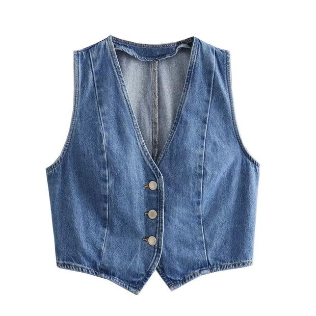 DANI DENIM VEST - MEDIUM WASH