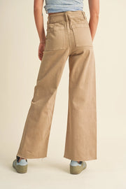 BRYNN STRETCH WIDE LEG PANTS - ARTICHOKE