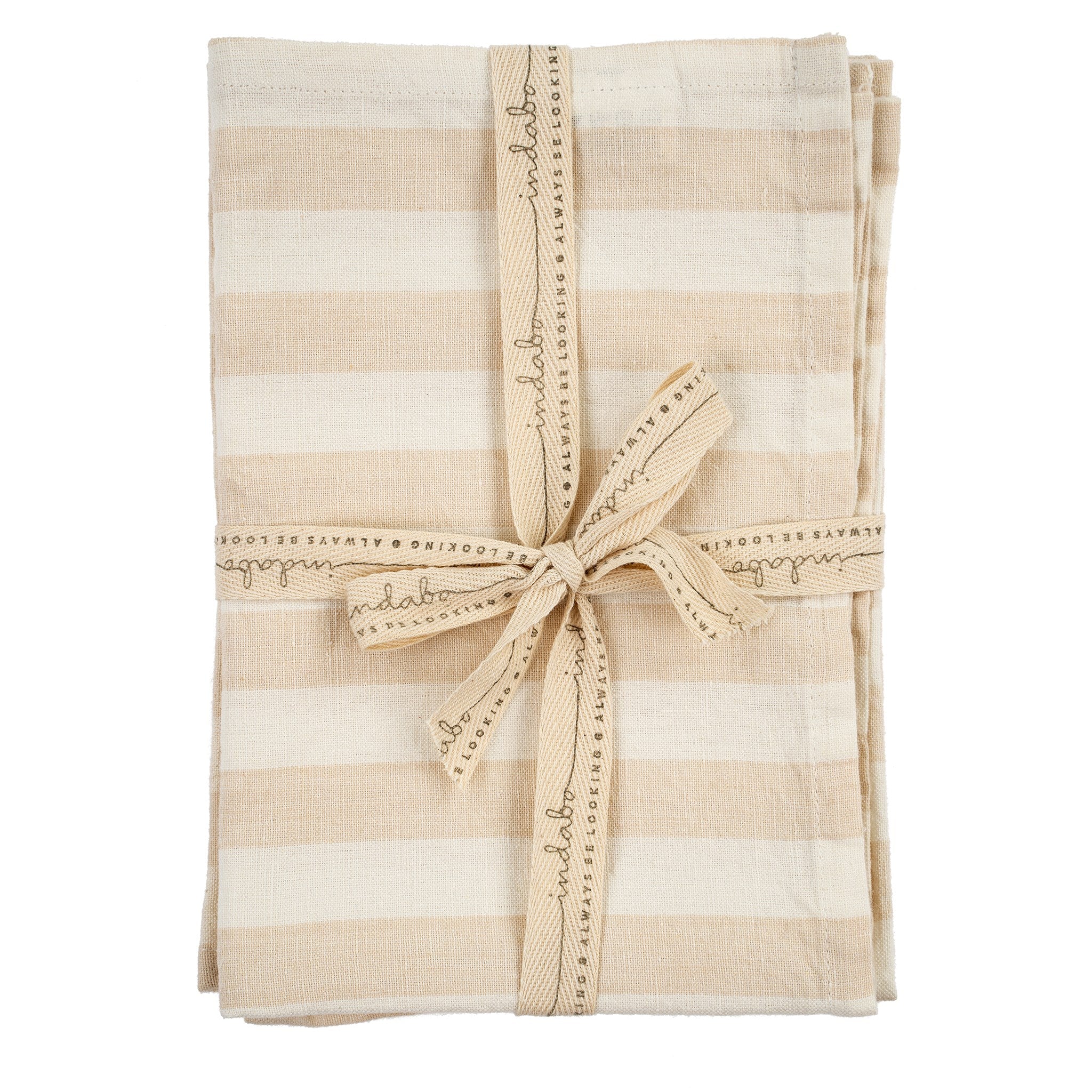 GINGHAM STRIPE TEA TOWEL - CLAY