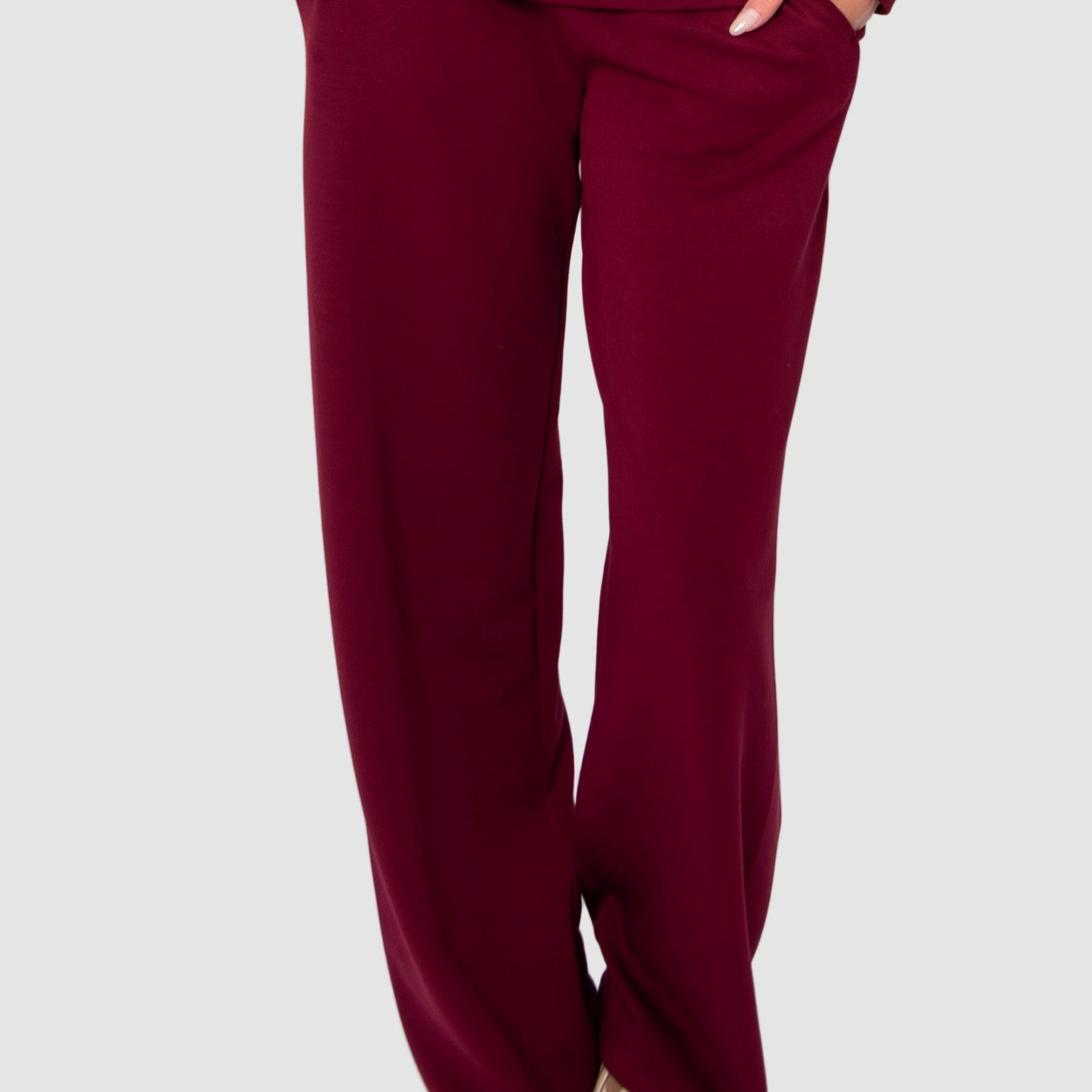 VICTORIA SOFT KNIT STRAIGHT LEG PANTS - OXBLOOD