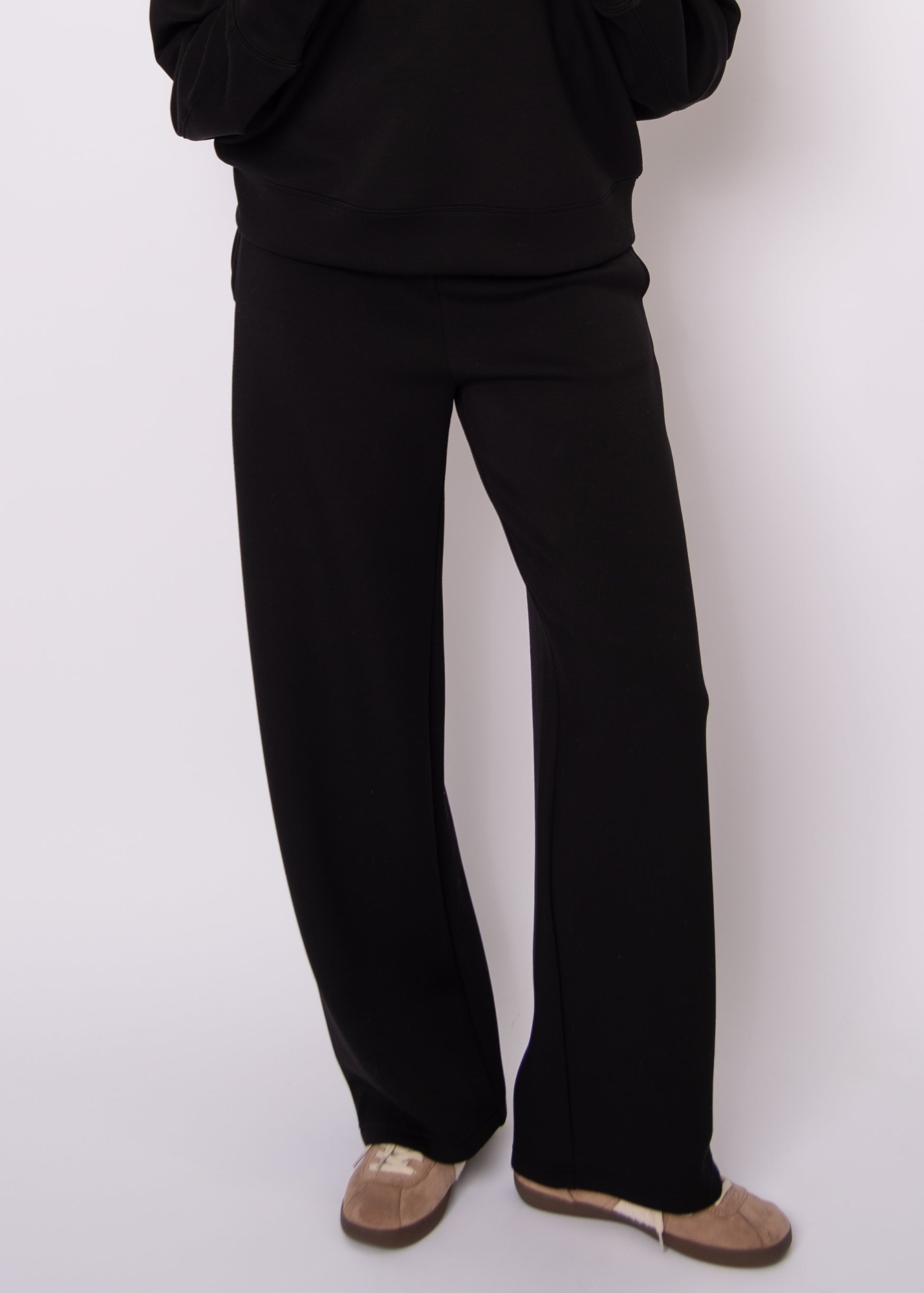 VICTORIA SOFT KNIT STRAIGHT LEG PANTS - BLACK