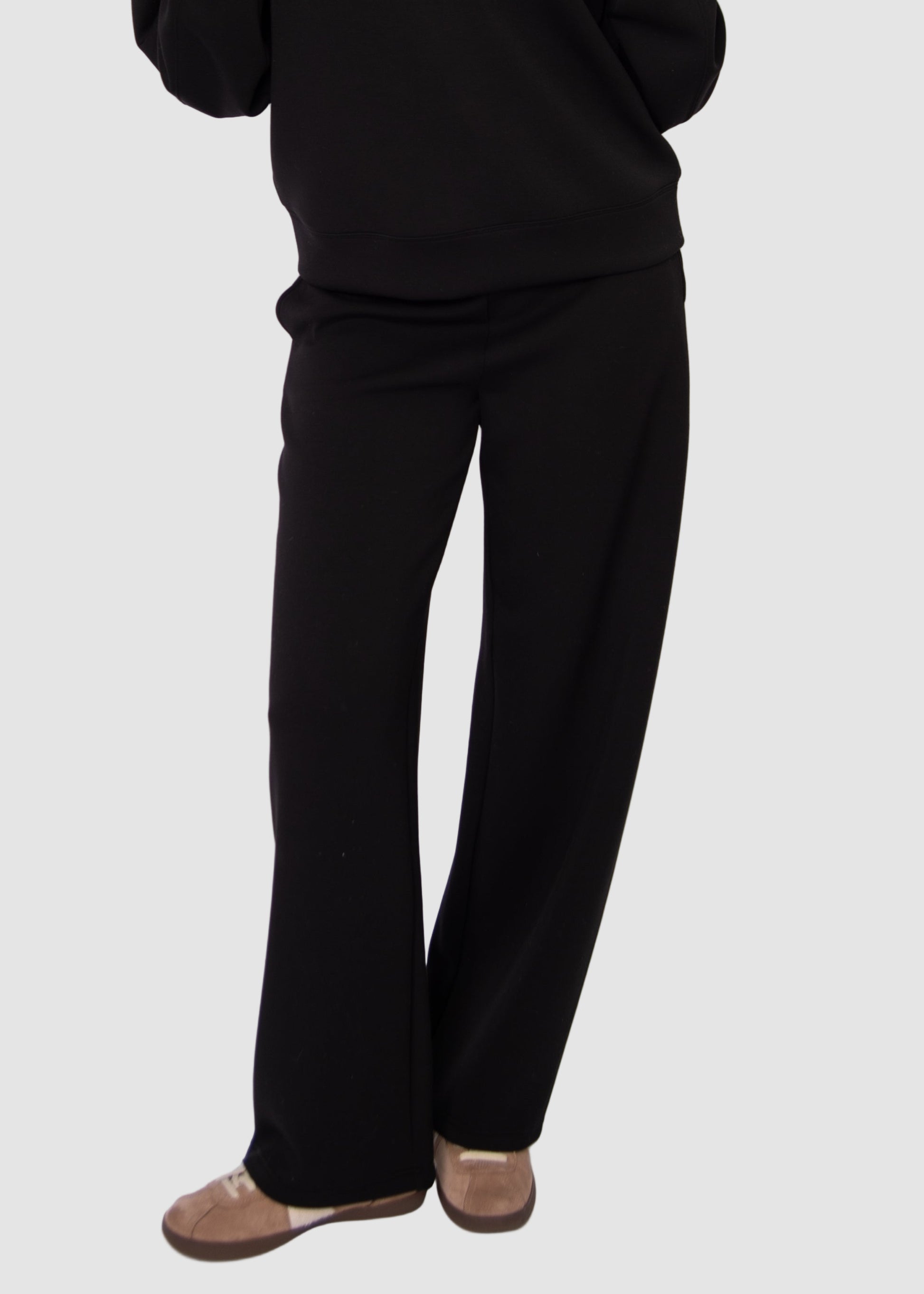 VICTORIA SOFT KNIT STRAIGHT LEG PANTS - BLACK