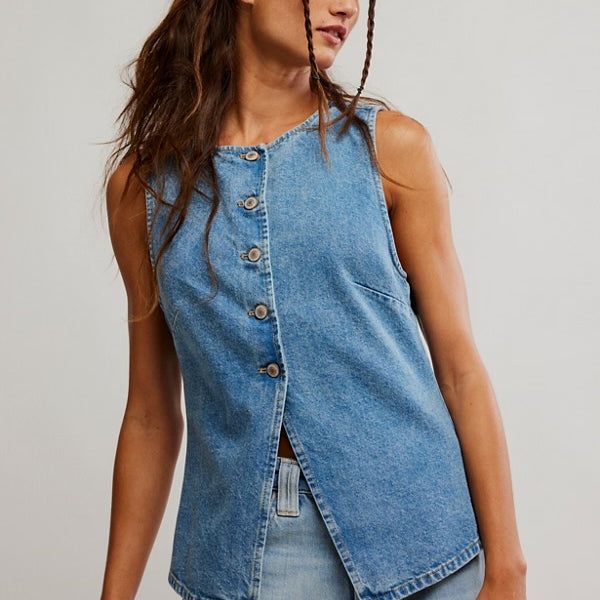 FREE PEOPLE AIMEE VEST - ULTRA LIGHT BEAM