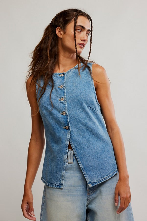 FREE PEOPLE AIMEE VEST - ULTRA LIGHT BEAM