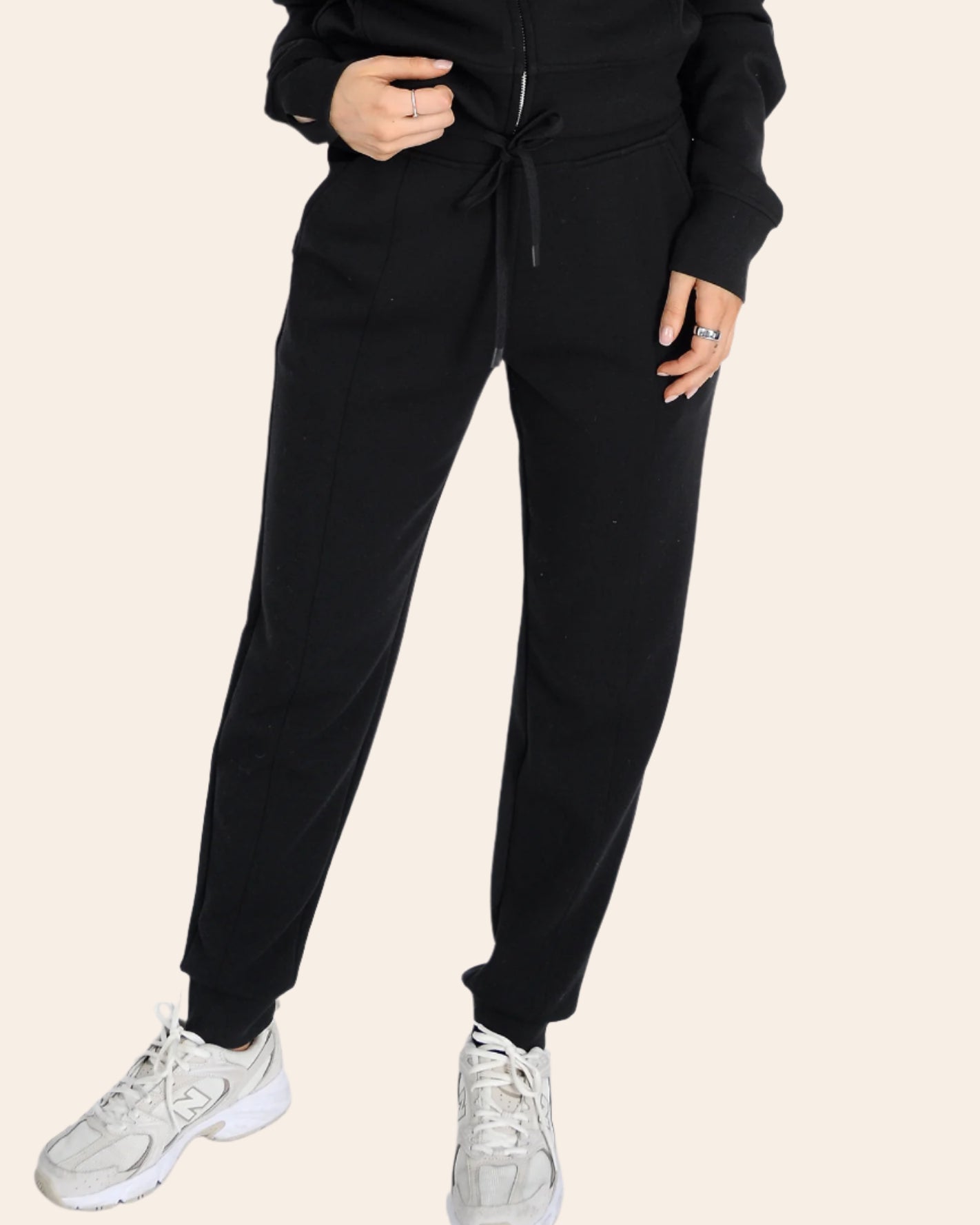 JOSELLE SOFT KNIT DRAWSTRING JOGGERS - BLACK