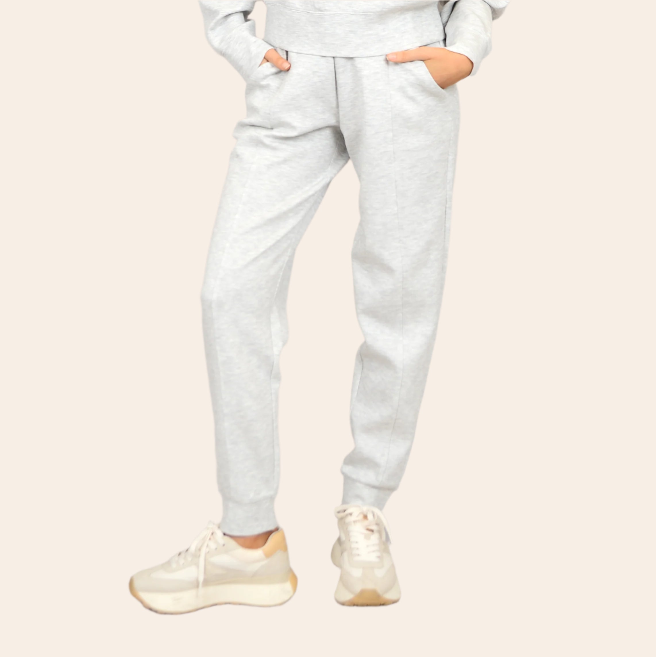 JOSELLE SOFT KNIT DRAWSTRING JOGGERS - LT GREY