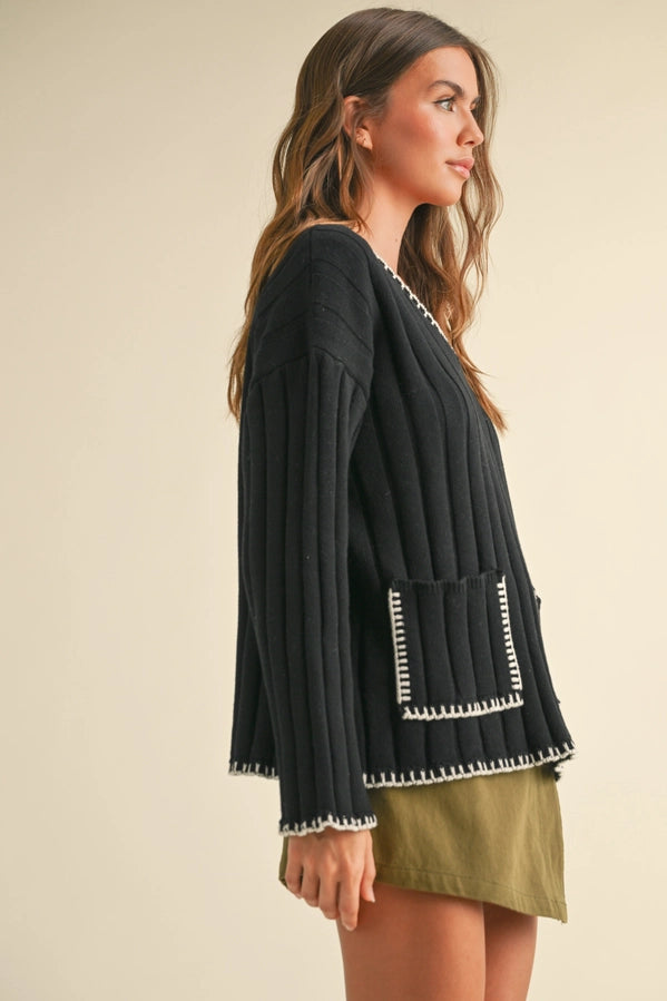 HANNAH RIB SWEATER - BLACK