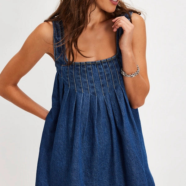 FREE PEOPLE KATIE DENIM TUNIC - DEEP WASH