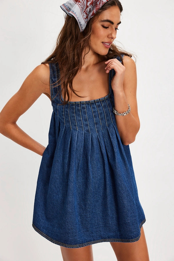 FREE PEOPLE KATIE DENIM TUNIC - DEEP WASH