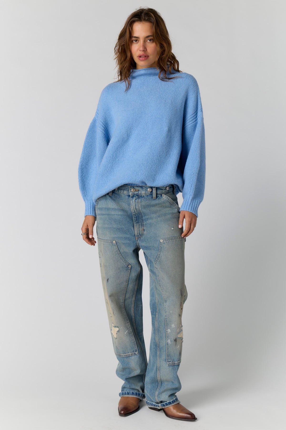 FREE PEOPLE BEAUMONT TUNIC - POWDER BLUE MELANGE
