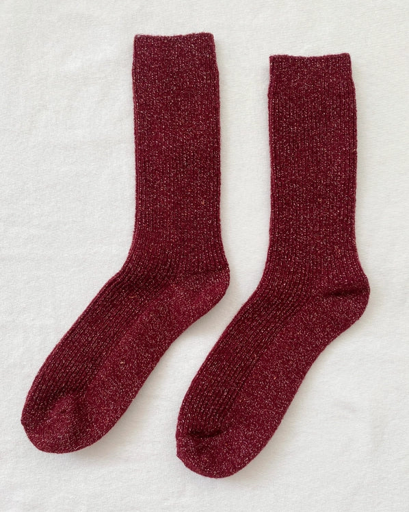 LE BON SHOPPE WINTER SPARKLE SOCKS - WINE