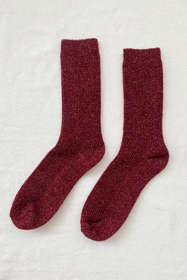LE BON SHOPPE WINTER SPARKLE SOCKS - WINE