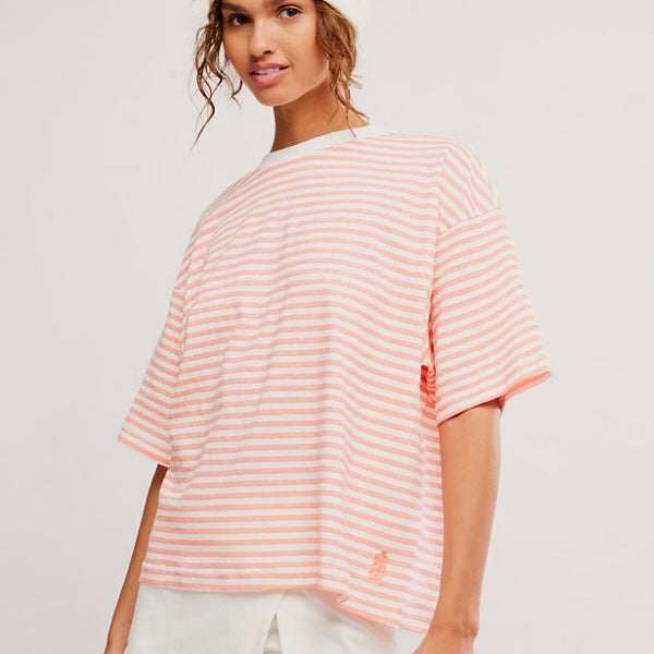 FREE PEOPLE STRIPE TACKLE TEE - FRUIT PUNCH