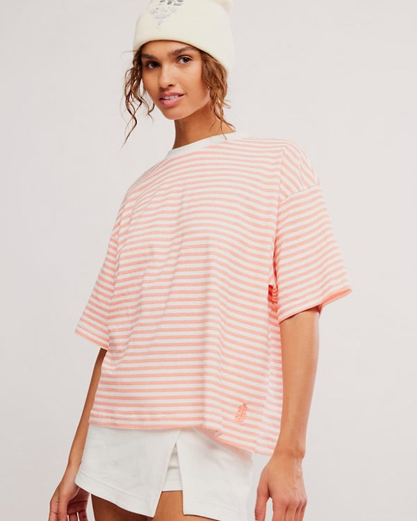 FREE PEOPLE STRIPE TACKLE TEE - FRUIT PUNCH