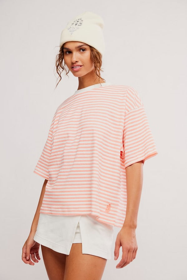 FREE PEOPLE STRIPE TACKLE TEE - FRUIT PUNCH