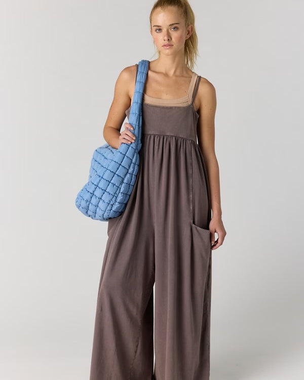 FREE PEOPLE HOT SHOT STRAPPY ONESIE - CHOCOLATE