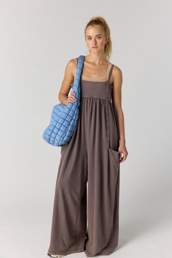 FREE PEOPLE HOT SHOT STRAPPY ONESIE - CHOCOLATE