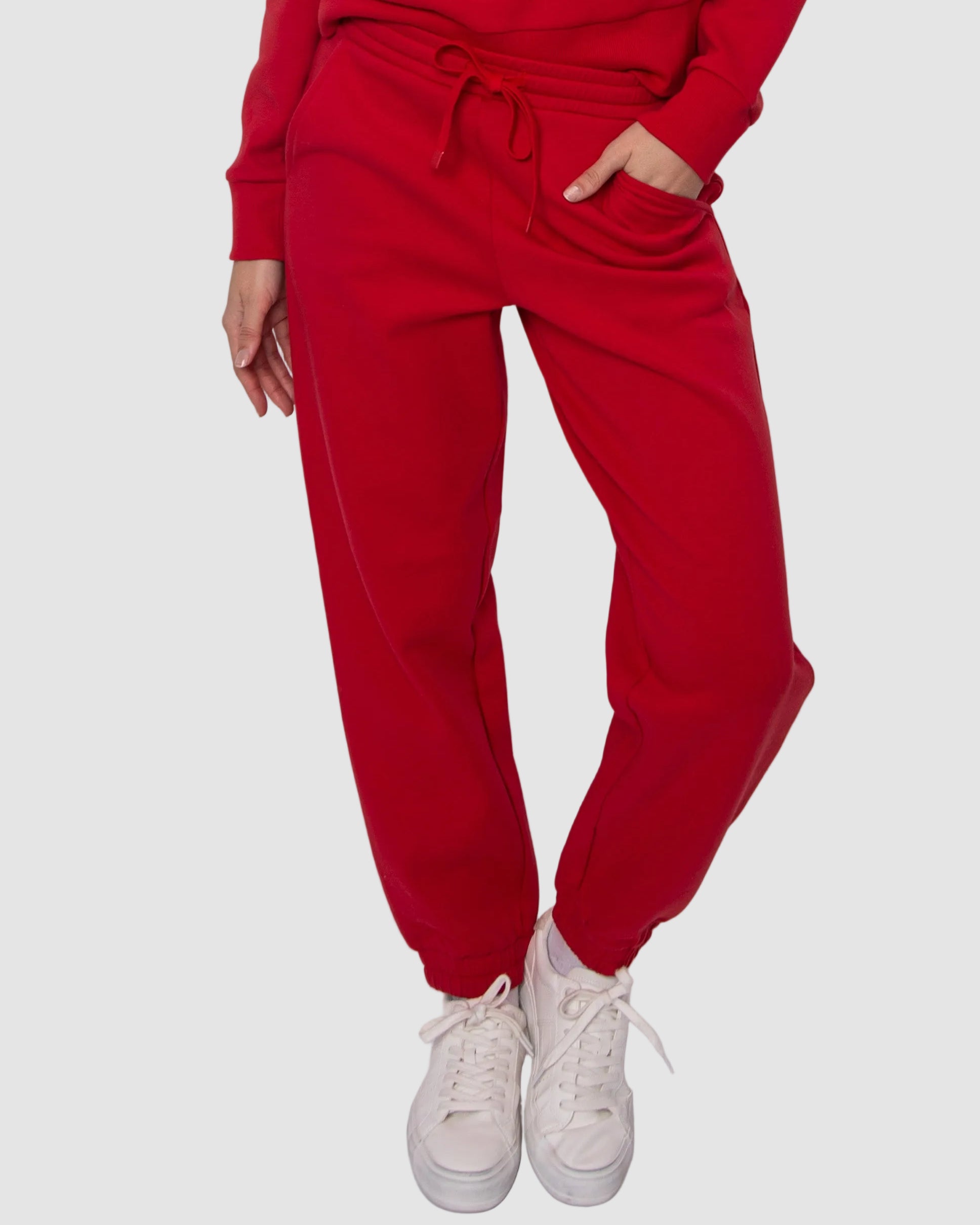 FATIMA SOFT KNIT JOGGERS - ROUGE