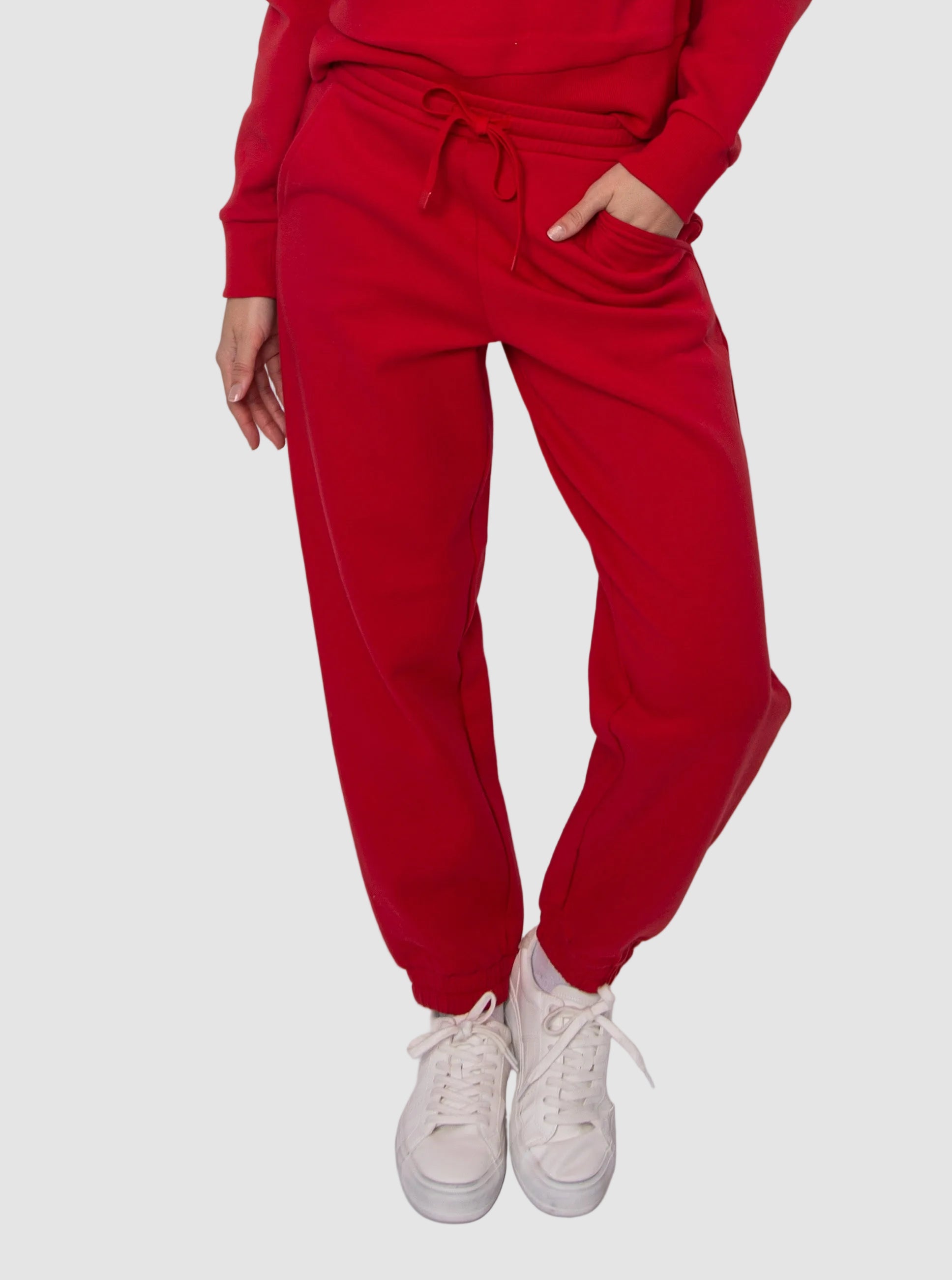 FATIMA SOFT KNIT JOGGERS - ROUGE