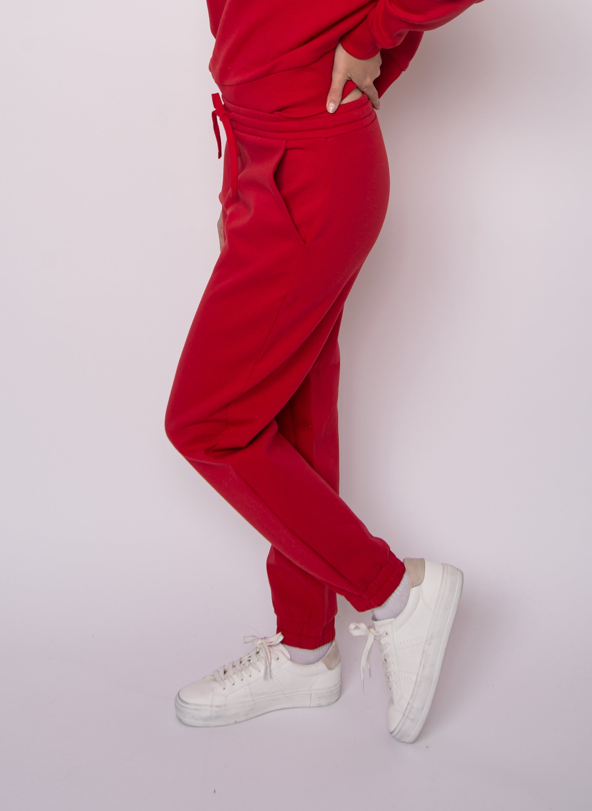 FATIMA SOFT KNIT JOGGERS - ROUGE