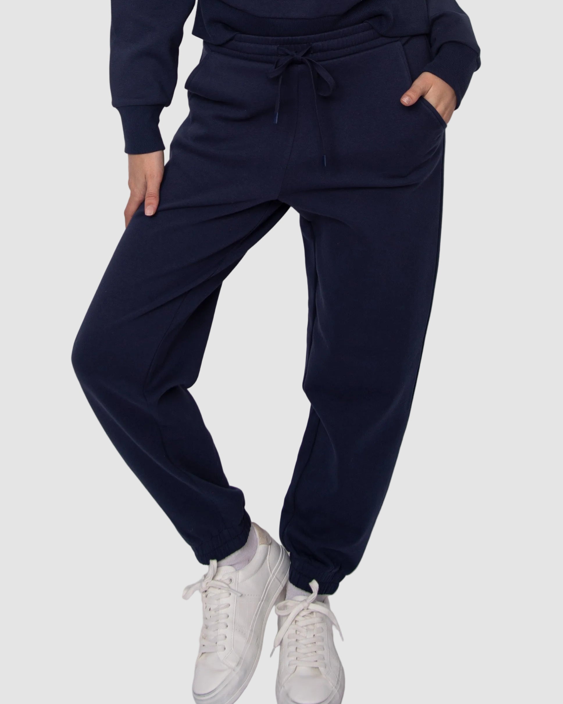FATIMA SOFT KNIT JOGGERS - NAVY BLUE