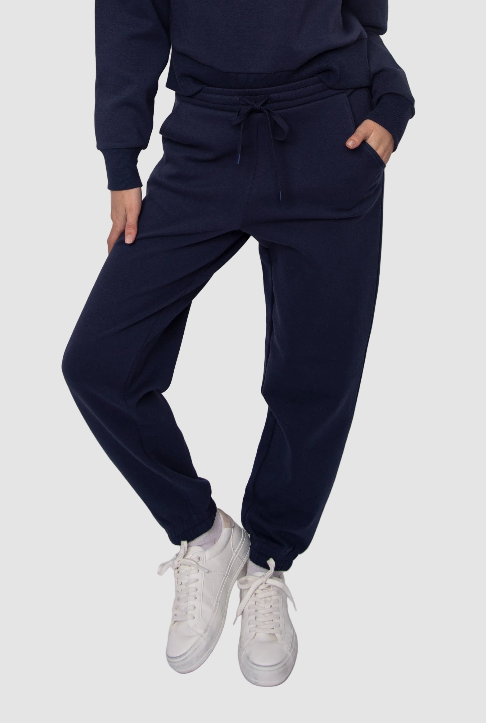 FATIMA SOFT KNIT JOGGERS - NAVY BLUE