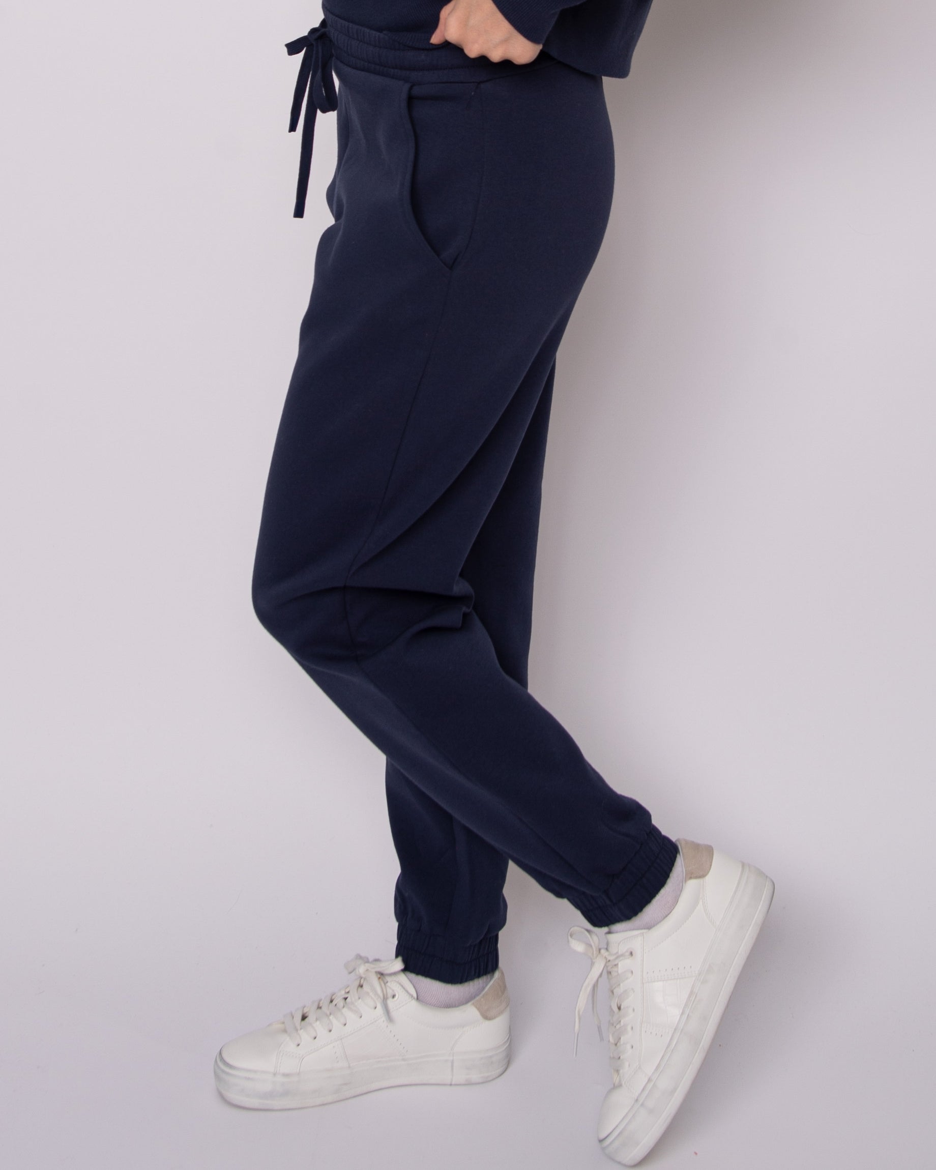 FATIMA SOFT KNIT JOGGERS - NAVY BLUE