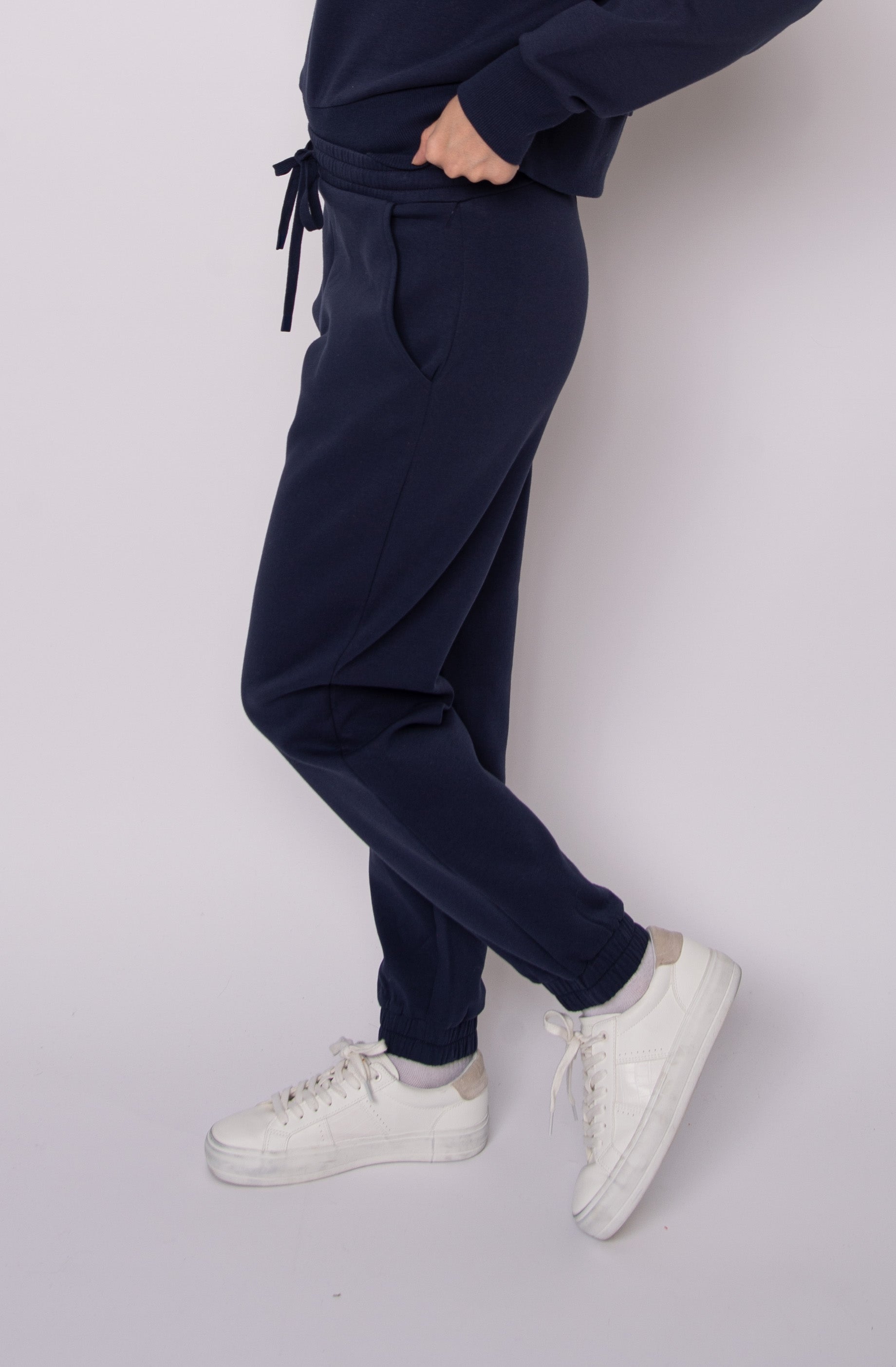FATIMA SOFT KNIT JOGGERS - NAVY BLUE