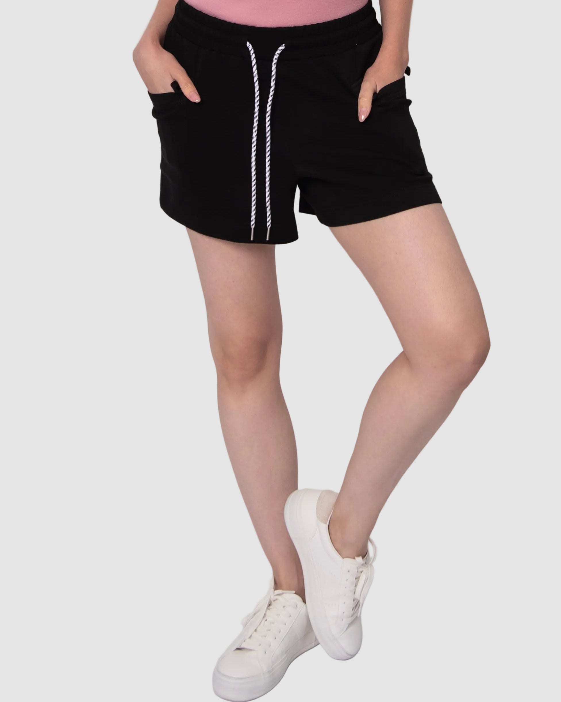 DARCIA SOFT KNIT PULL ON SHORTS - BLACK
