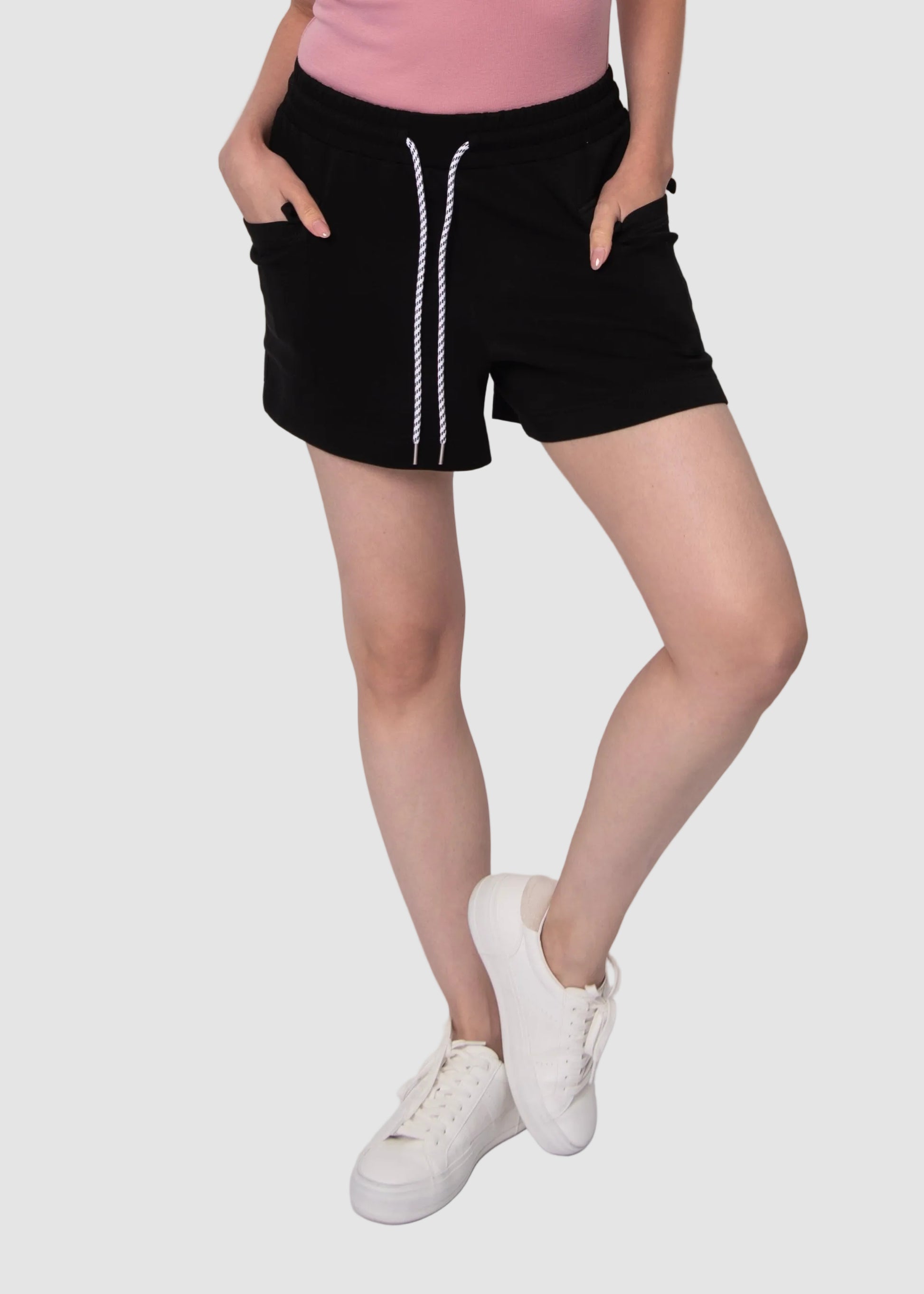 DARCIA SOFT KNIT PULL ON SHORTS - BLACK
