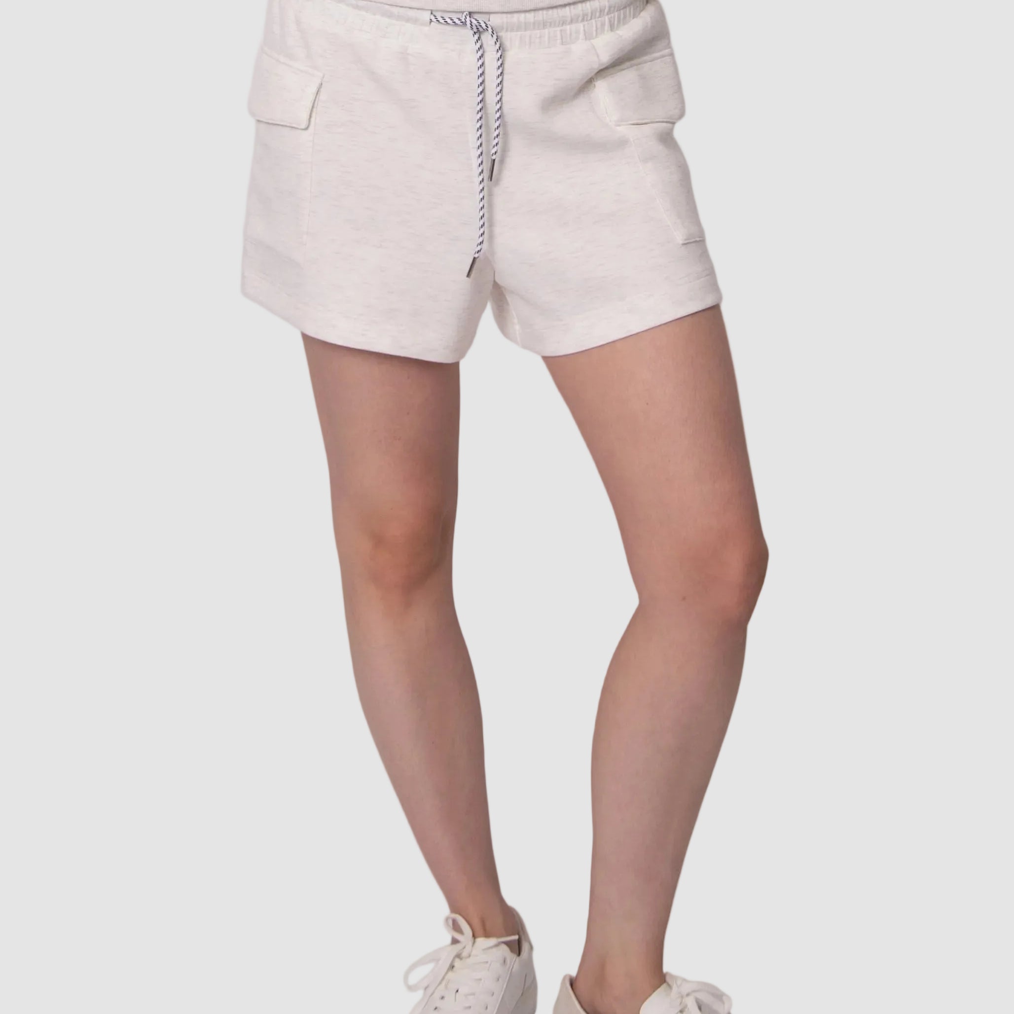 DARCIA SOFT KNIT PULL ON SHORTS - IVORY MELANGE
