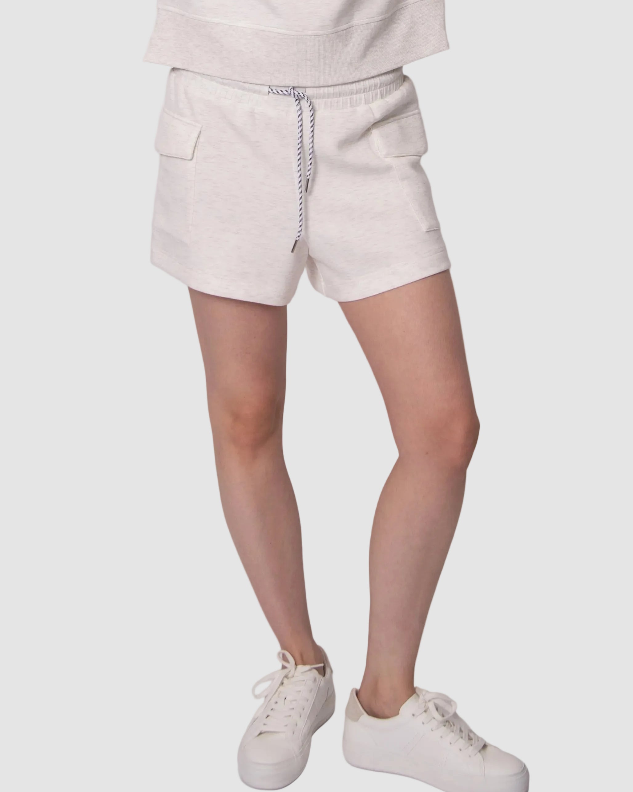 DARCIA SOFT KNIT PULL ON SHORTS - IVORY MELANGE