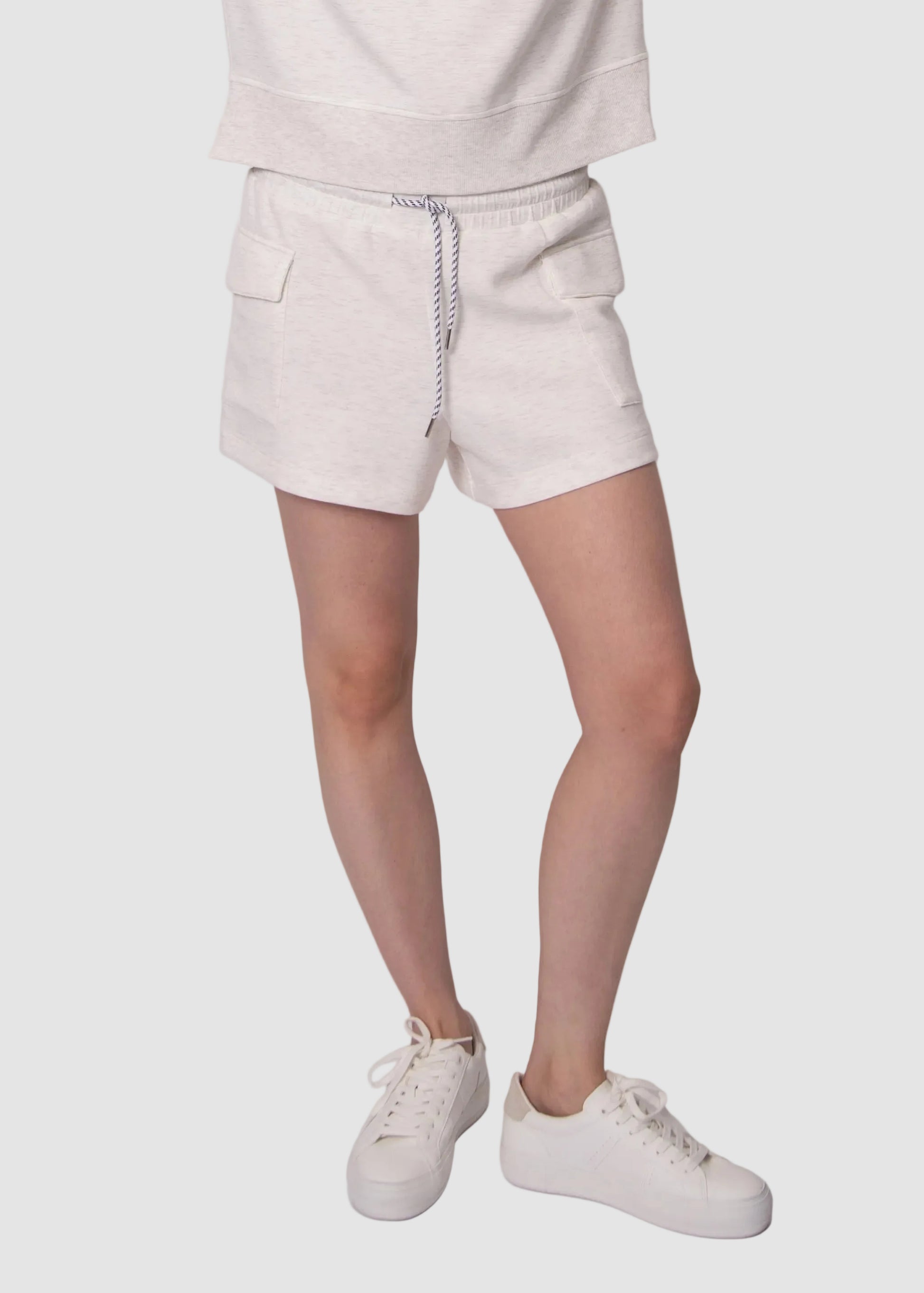 DARCIA SOFT KNIT PULL ON SHORTS - IVORY MELANGE